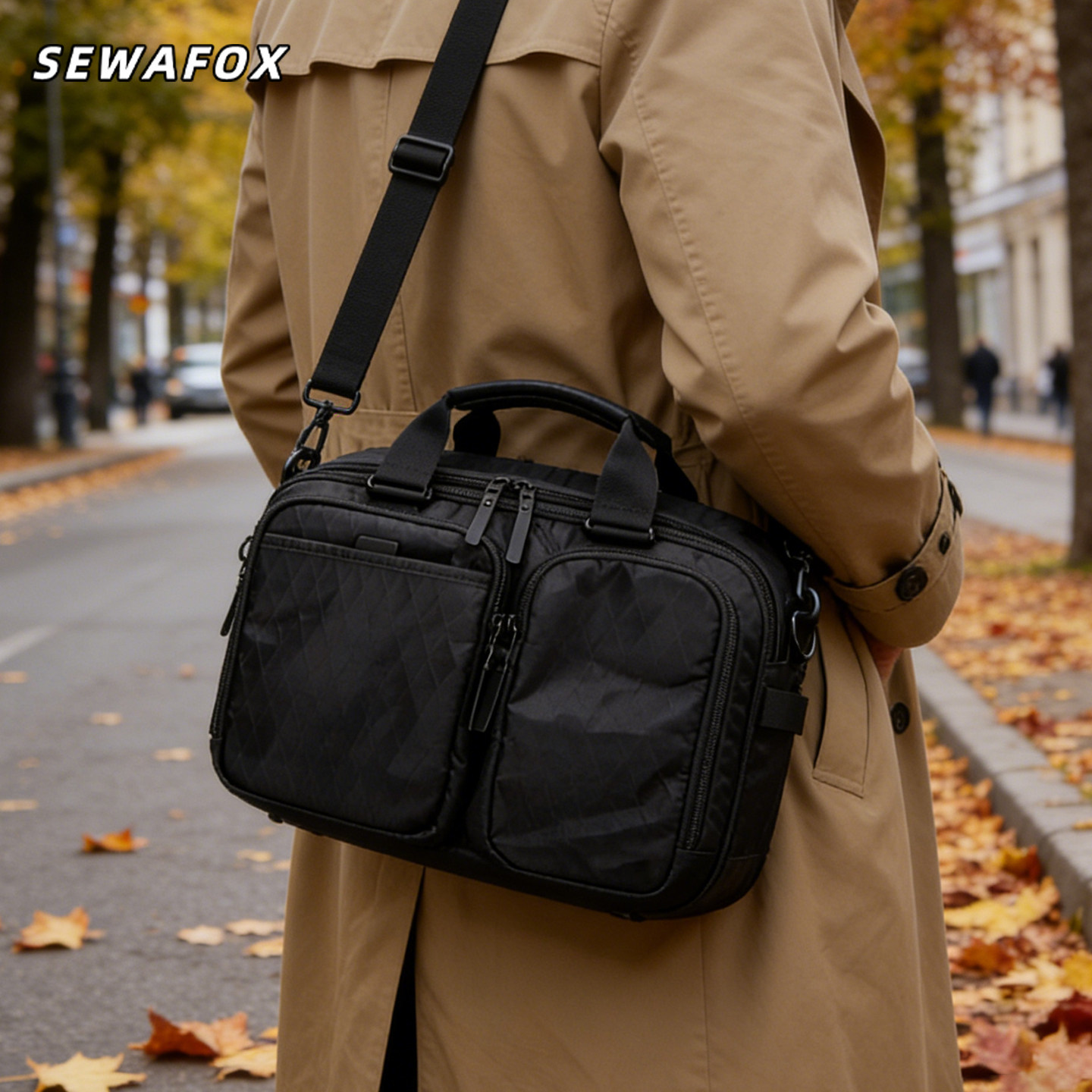 男士相机斜挎包防水战术机能风摄影包男款多功能大容量休闲单肩包