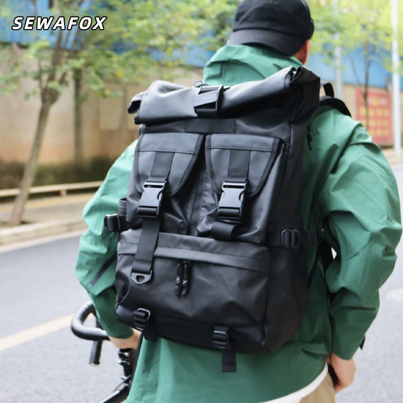 户外防水骑行双肩包男款旅行机能通勤电脑背包大容量男士扩容书包