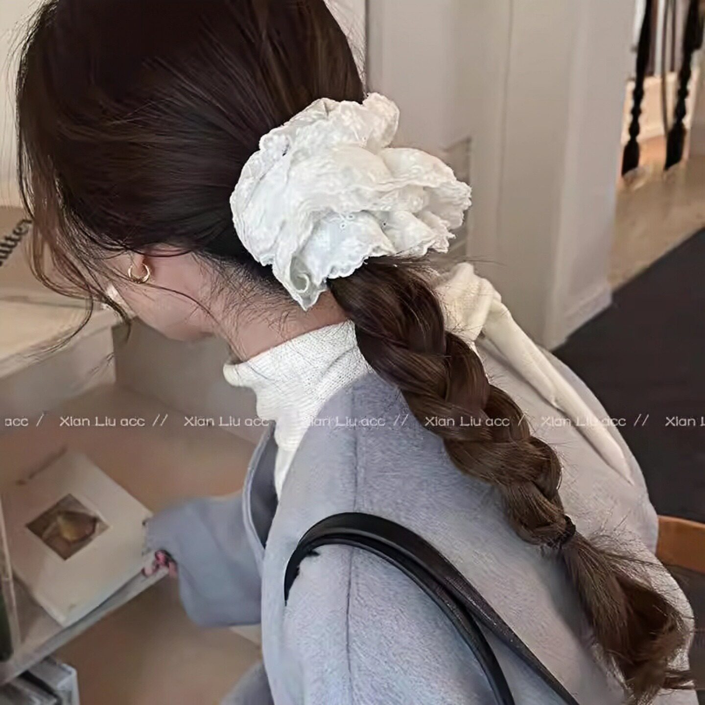 气质印花红色扎头发圈女2026新款丸子头大肠圈高级感头花超大头饰
