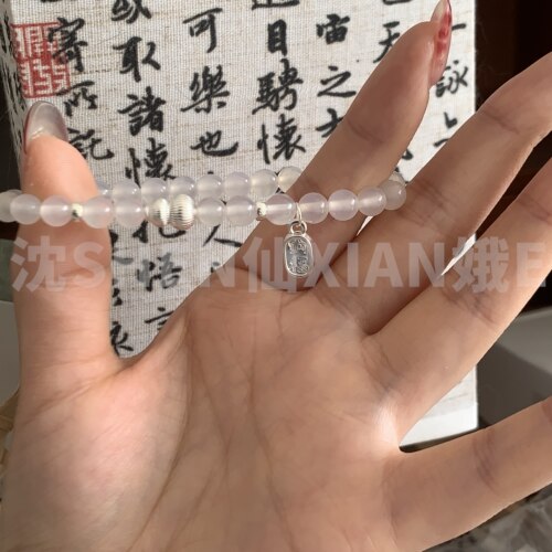 足银999葫芦玛瑙手链纯银福牌女