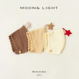 婴儿帽子春秋季新生儿童胎帽子女宝宝星星花边尖尖角小月龄护耳帽