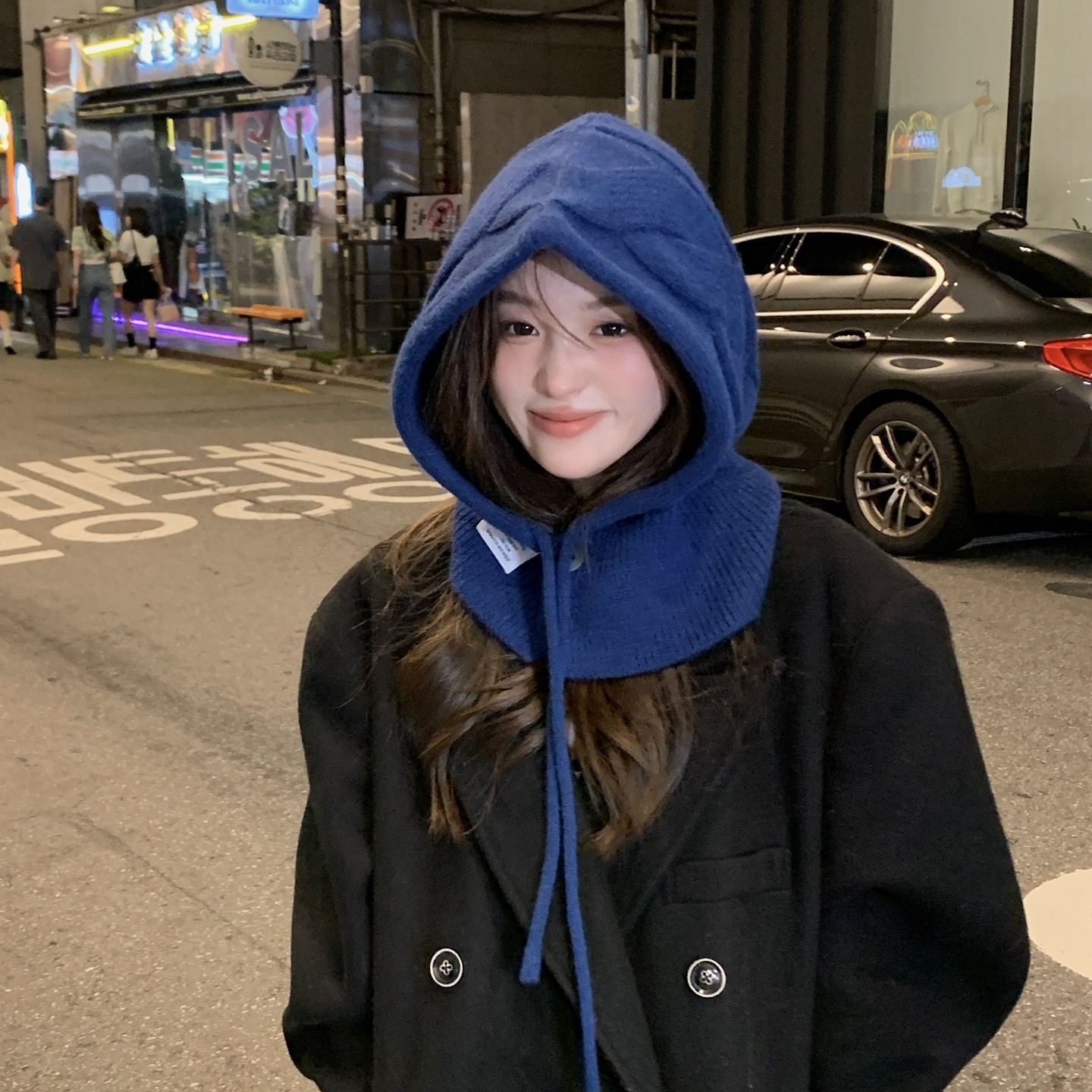 韩国巴拉克拉法帽子女秋冬季保暖帽子围脖一体护耳麻花毛线针织帽