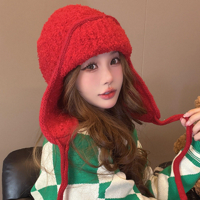 粉色雷锋帽女款冬季护耳针织毛线帽加大加深毛绒帽防寒大头围帽子,运动包/户外包/配件,运动帽,淘宝优惠券,粉丝福利购,淘宝优惠卷