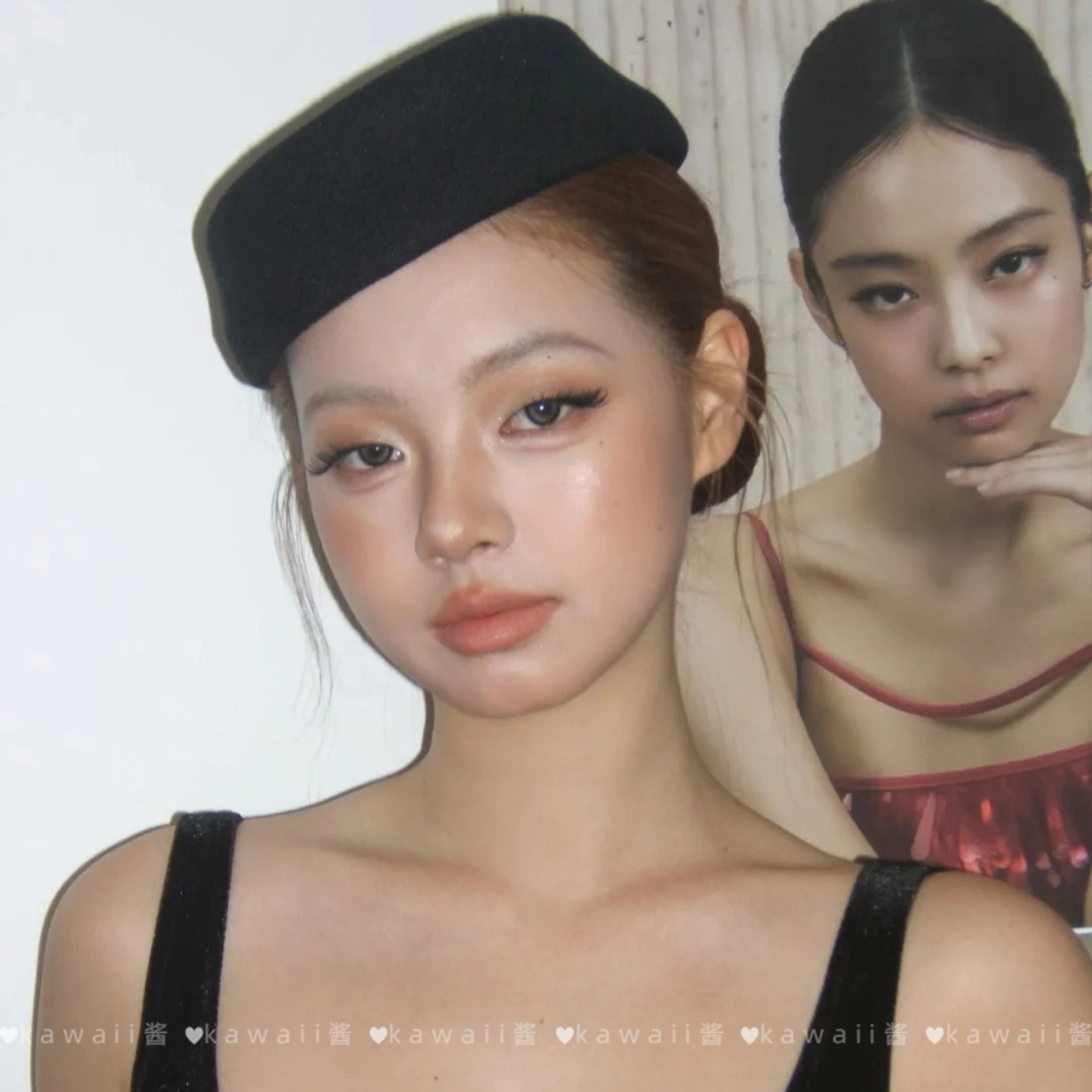 赫本风黑色平顶小礼帽法式优雅高级感制服空姐帽复古民国风贝雷帽