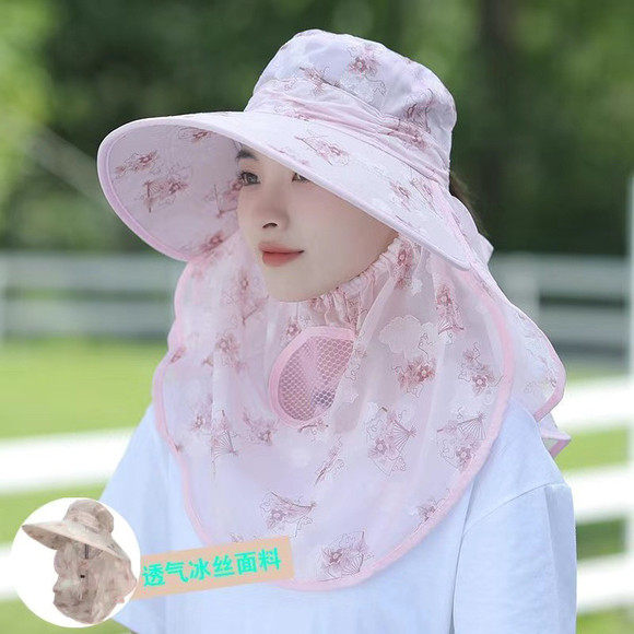 新款雪紡冰絲透氣防曬遮陽帽可漏