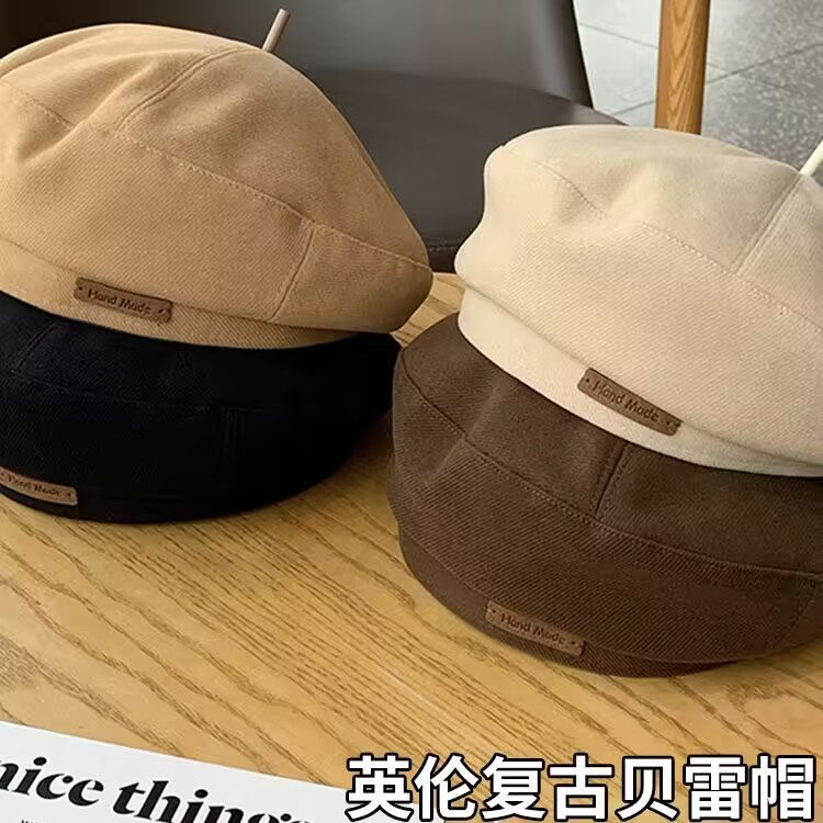 秋冬新品毛呢贝雷帽时尚英伦风画家帽子复古百搭显脸小蓓蕾帽男女
