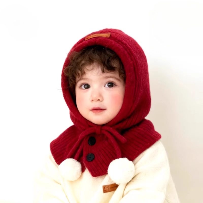 秋冬儿童帽子围脖一体保暖女童小红帽针织护耳韩版新年圣诞毛线帽,运动包/户外包/配件,运动帽,淘宝优惠券,粉丝福利购,淘宝优惠卷