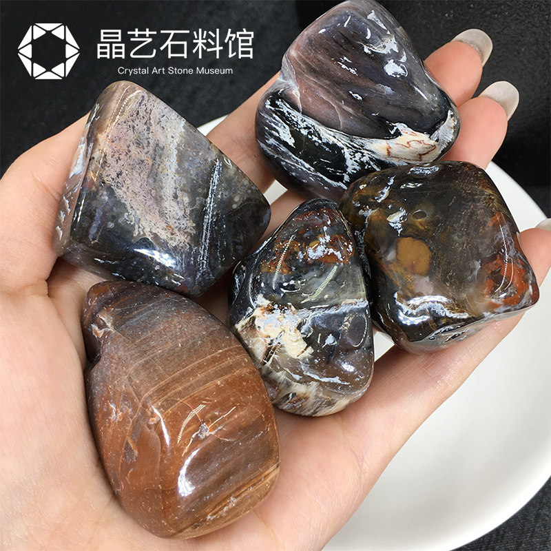 极速天然大块红i色木化石碎石树化玉水晶原石颗粒鱼缸花盆造景装