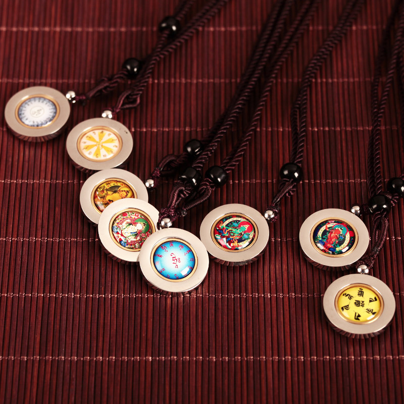 极速钛钢佛牌小圆吊坠观音黄财y神文殊药师挂件男女双面释迦牟尼