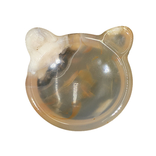 极速天然樱花玛瑙爱心圆碗海洋碧玉D猫爪碗摆件儿童玩耍桌面矿石