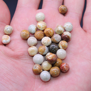 极速易晶缘天然珊瑚玉原石土黄色水晶碎石圆O形颗粒鱼缸装饰造景