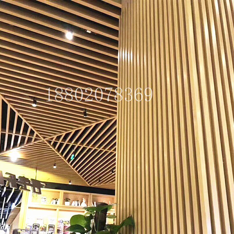 极速室内装修材料咖啡色铝方通吊顶 0G.8木纹铝方管幕墙天花铝条