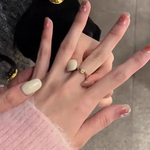 极速发财暴富幸运戒指彩虹碧玺银钱币戒指M女轻奢甜美学生文艺铜