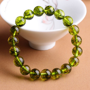极速橄榄绿手錬爆花o石天然水晶祖母绿抹茶绿手串收藏级清新饰品