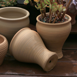 极速多肉植物花盆大口径云南手工粗陶透H气透水防黑腐化水老桩花