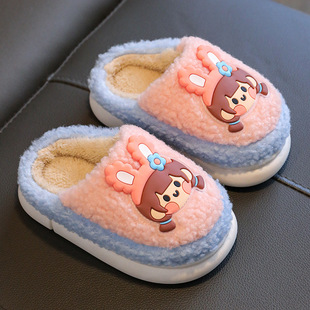 男女棉鞋 女孩室内女童家居宝O宝毛毛拖鞋 2023新款 极速儿童棉拖鞋