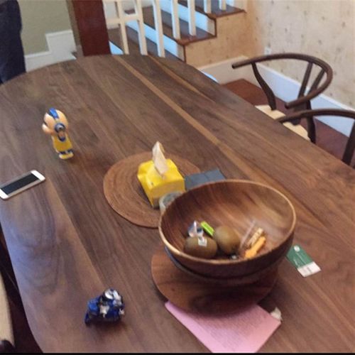 极速半更家具g北欧纯实木餐桌椭圆形圆桌黑胡桃木咖啡桌原木书桌