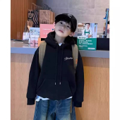 中大童上衣外套 加厚连帽衫 男女童加绒卫衣帅气洋气新款 儿童秋冬装