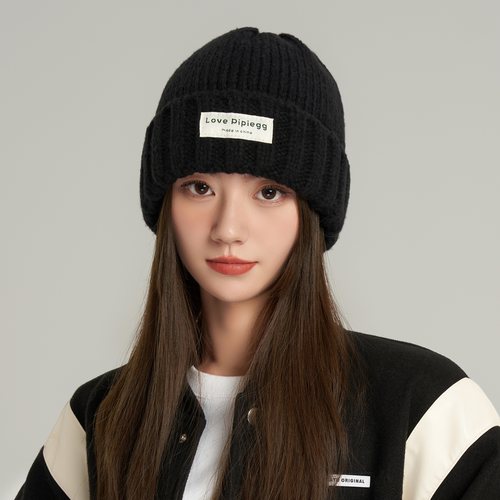 韩版秋冬休闲冷帽显脸小毛线帽