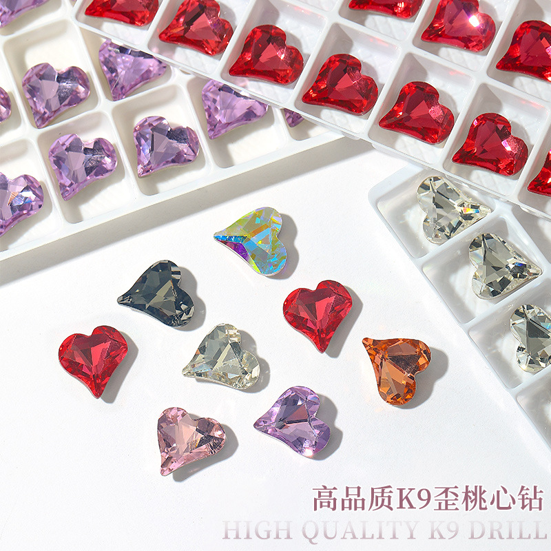 日系网红K9歪心钻美甲高品质切面闪钻光疗指甲装饰品很闪有质感