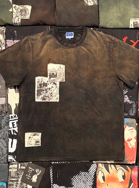 MELANIN 黑色素刺青 百搭小众贴布绣中式复古宽松水洗做旧短袖