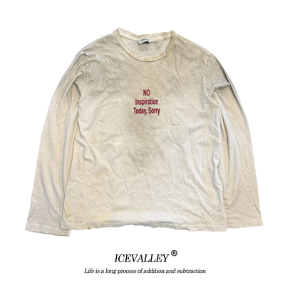 MELANIN 脏脏T“没有灵感”小众校园无性别反差感蜡染做旧长袖T恤