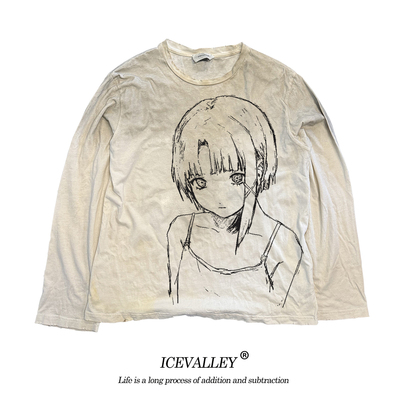 MELANIN 脏脏T怀旧蜡染设计动漫二次元日系穿搭oversize长袖T恤