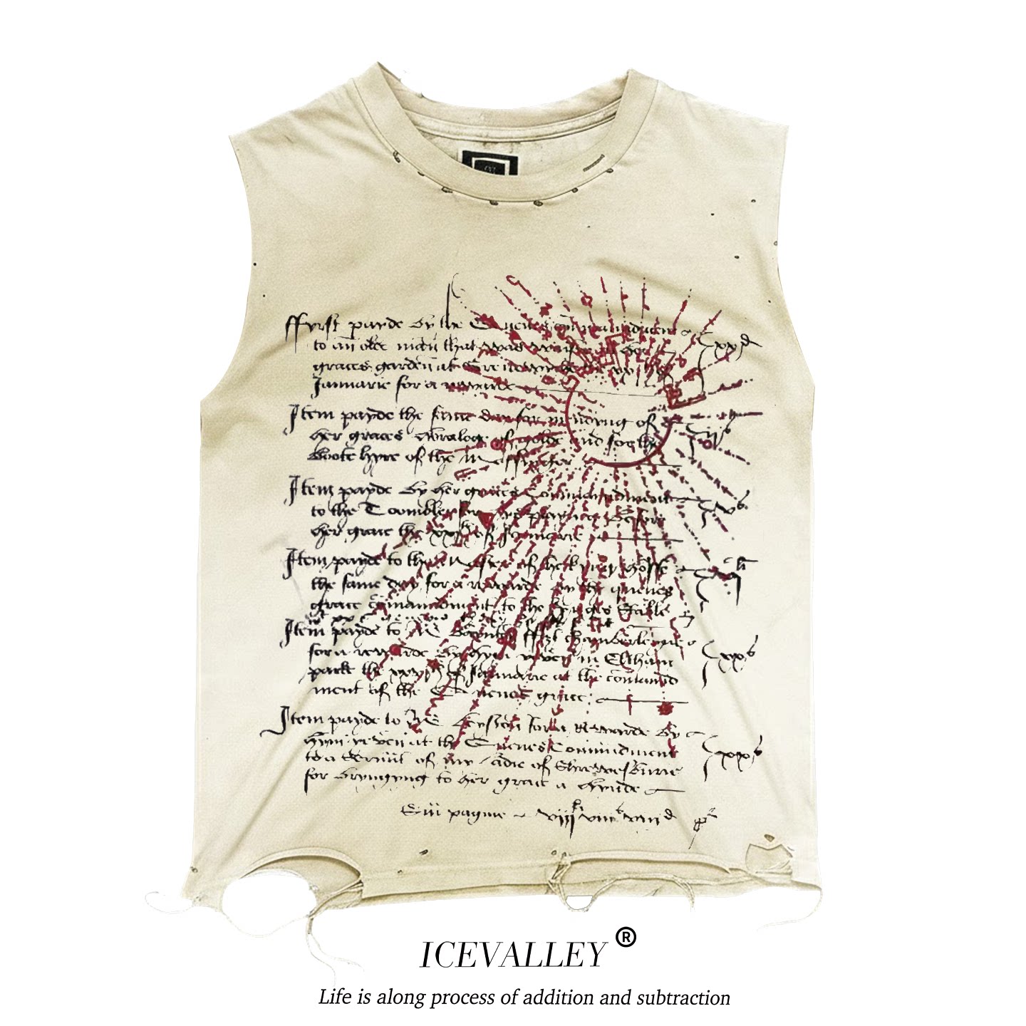 MELANIN 黑色素刺青 亚文化暗黑破坏毛边做旧街头滑板无袖背心T恤