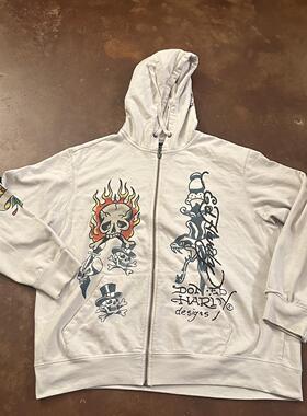 MELANIN 黑色素刺青骷髅插画带垃圾摇滚感中性机车嘻哈连帽卫衣