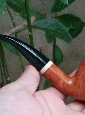 意大利进口石楠木根实木手工中号圆润苹果弯式烟斗过滤9MM送配件