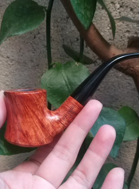 意大利石楠木根手工实木中小号扑克款弯式轻便叼斗烟斗9MM 送配件
