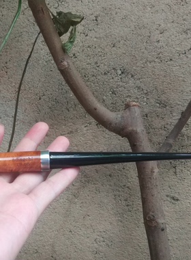 意大利石楠木实木中号9M长杆读书阅读斗送配套烟囱式加长嘴直烟斗