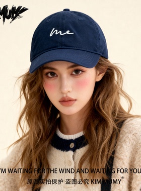 KimMumy韩版字母复古棒球帽子女大头围宽檐显脸小情侣鸭舌帽男潮