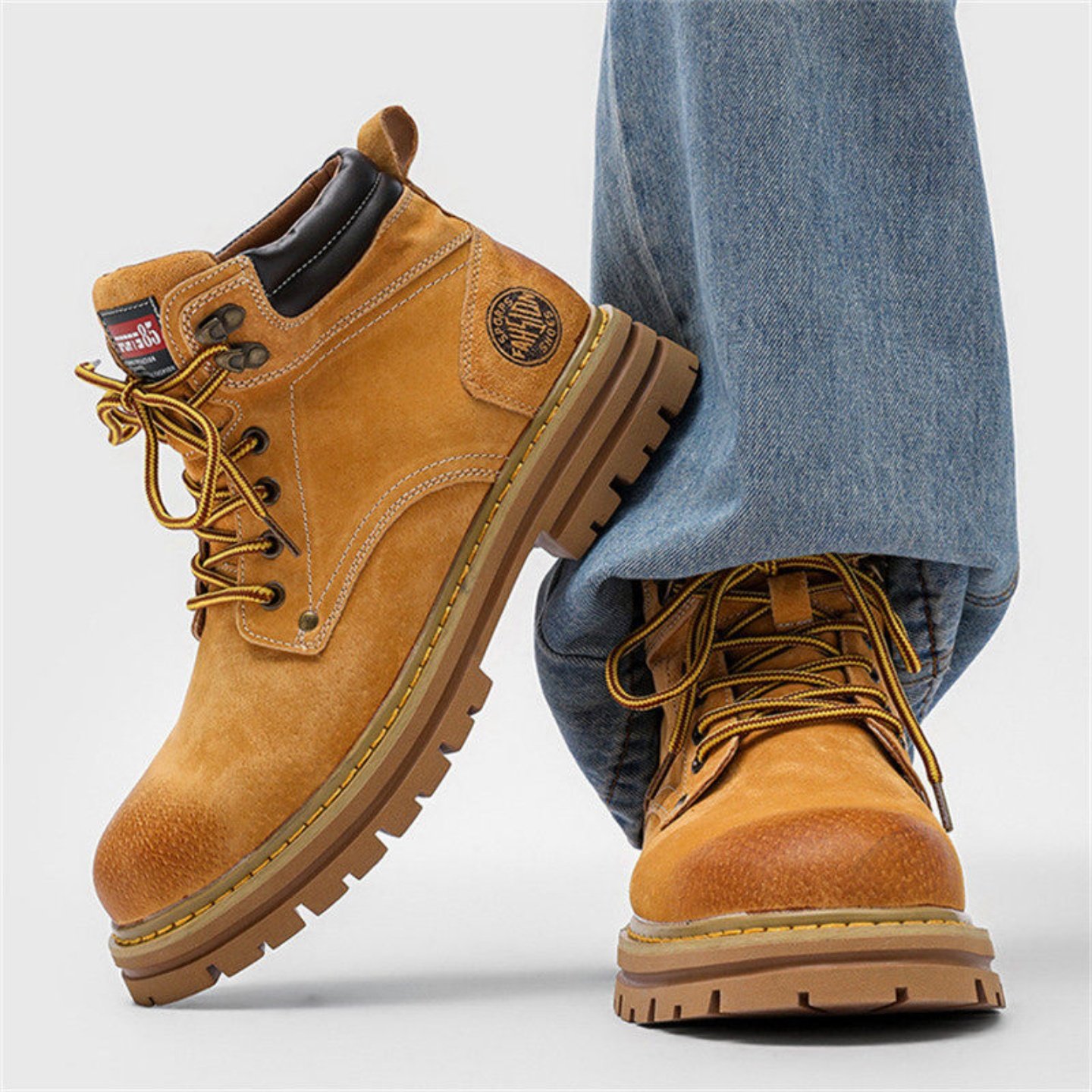 正品工装风踢不烂大黄靴男2026秋冬新款真皮厚底马丁靴户外登山靴,流行男鞋,马丁靴,淘宝优惠券,粉丝福利购,淘宝优惠卷