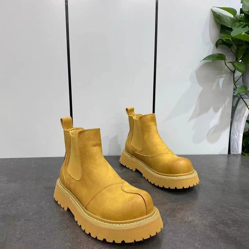 马丁靴男中帮冬季加绒2025新款高帮大黄靴英伦短靴男士切尔西靴子