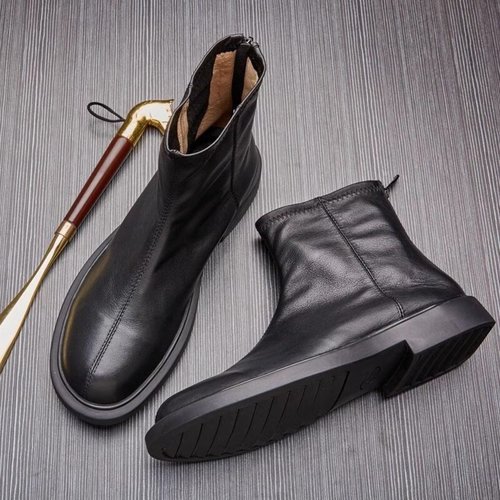 马丁靴男中帮冬季加绒2025新款皮靴英伦风高帮男士切尔西靴子真皮