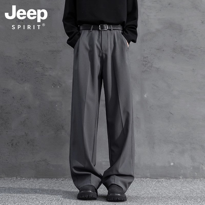 JEEPSPIRIT直筒垂感西装裤子男