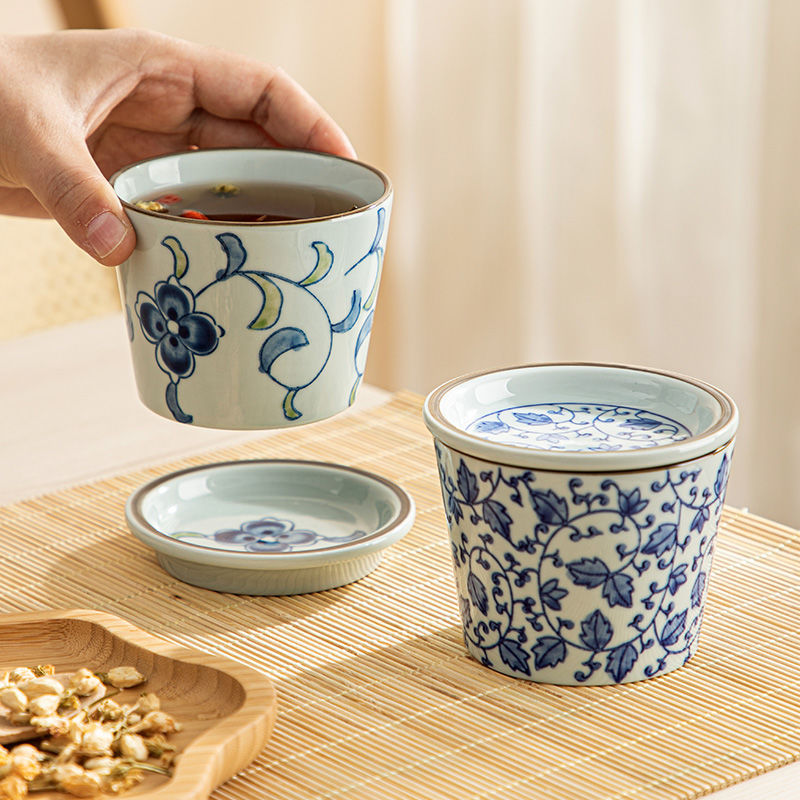 复古手绘陶瓷茶杯围炉煮茶