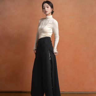 改良新中式 汉服宋裤 阔腿裤 日常 知则汉元 行云织间 素国风长裤
