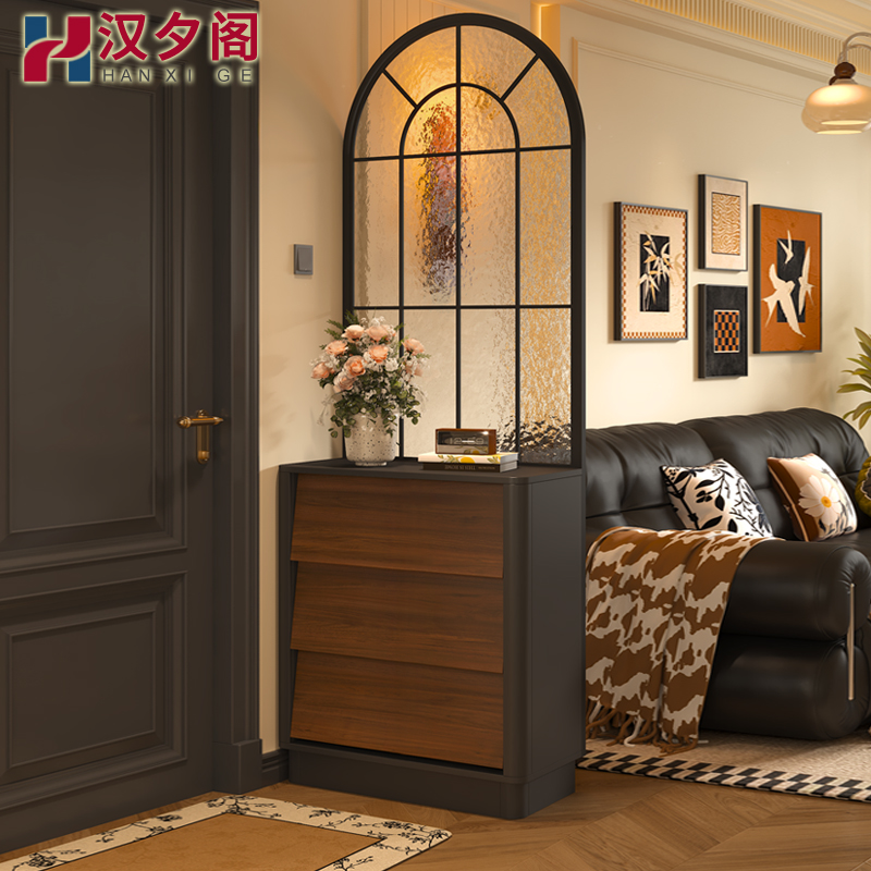 中古风入户门玄关柜屏风隔断柜
