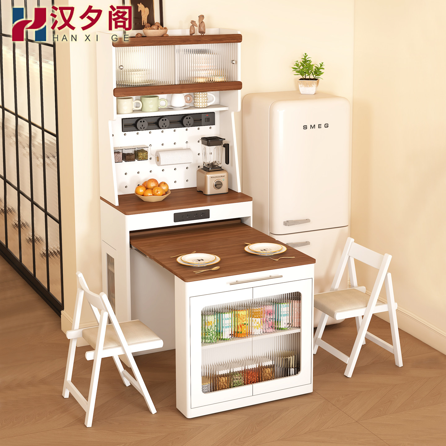 实木折叠伸缩餐桌家用小户型
