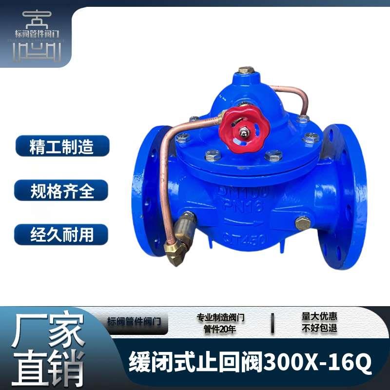 300X缓闭止回阀消声防水锤逆止阀铸铁法兰DN50 65 80 150 200 125