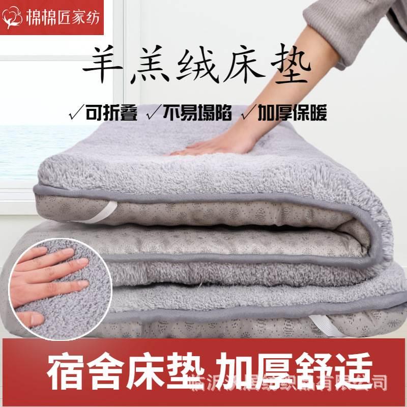 加厚保暖羊绒羊羔绒床垫0.9m单人宿舍学生软垫榻榻米防滑床褥垫子
