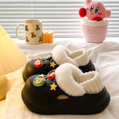 保暖秋冬毛毛拖鞋厚底休闲透气EVA棉拖鞋女士2025新款情侣舒适