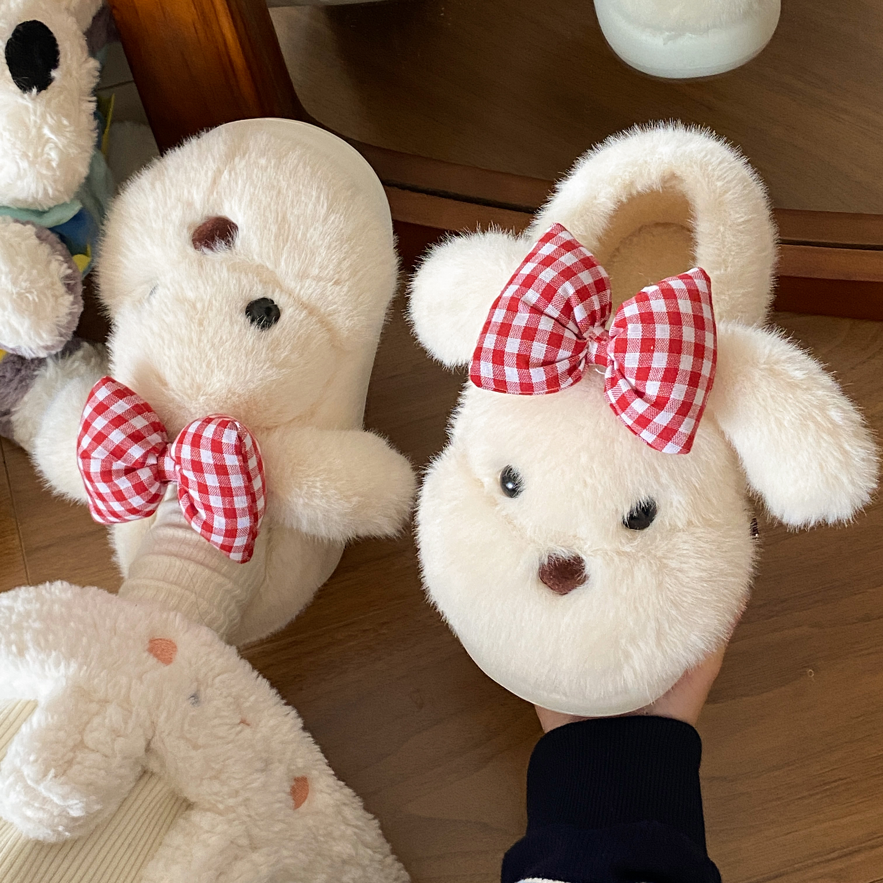 可爱少女心毛毛鞋居家棉拖2025年秋冬新款室内厚底防滑耐磨棉拖鞋