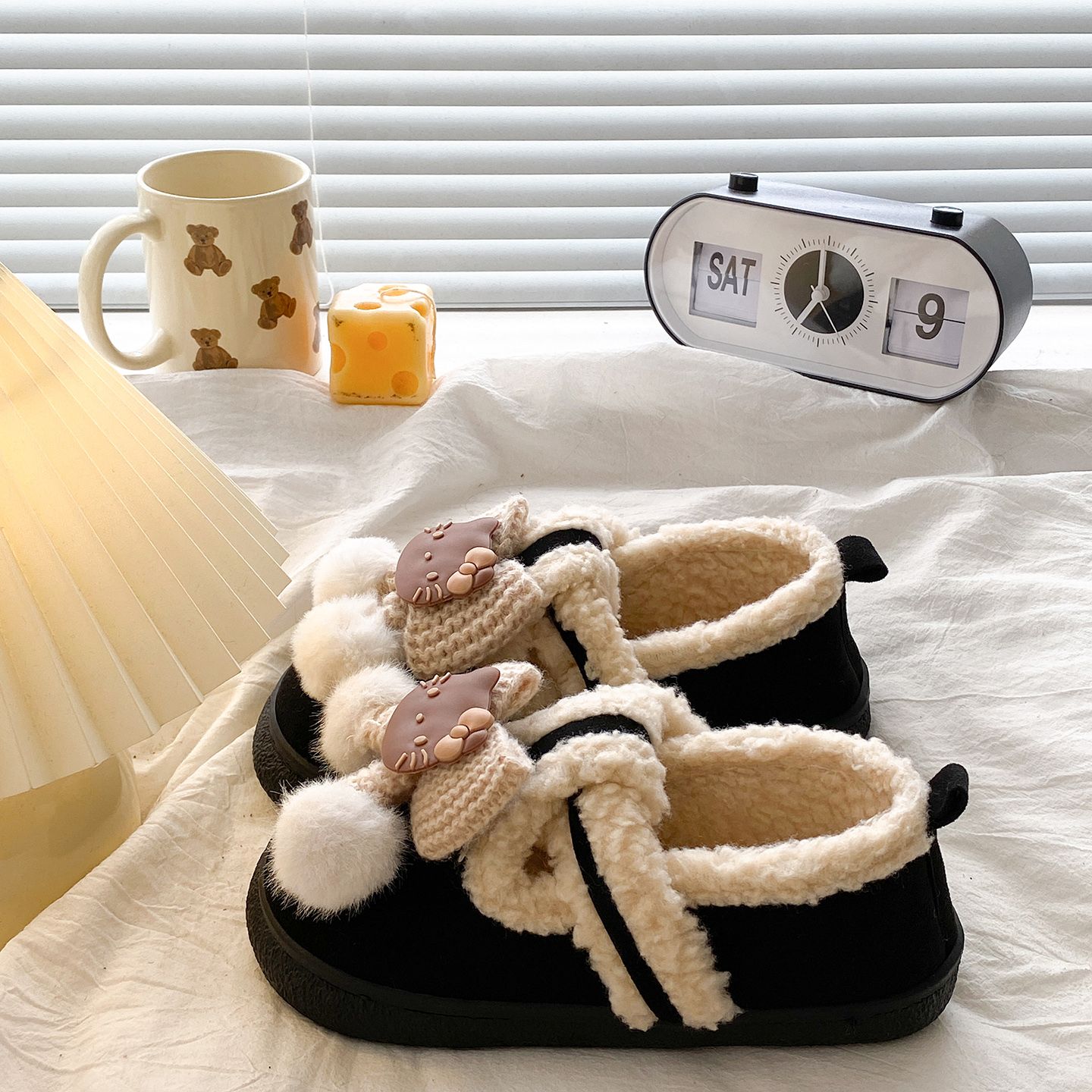 秋冬季保暖外穿2025新款蝴蝶结小猫学生宿舍EVA舒适百搭棉拖鞋女