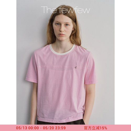 The fewfew 纯棉精梳棉清凉透气舒适百搭金属标短袖T恤上衣