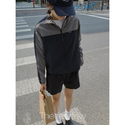 The fewfew 尼龙拼色立领翻领休闲城市运动风合身款夹克外套