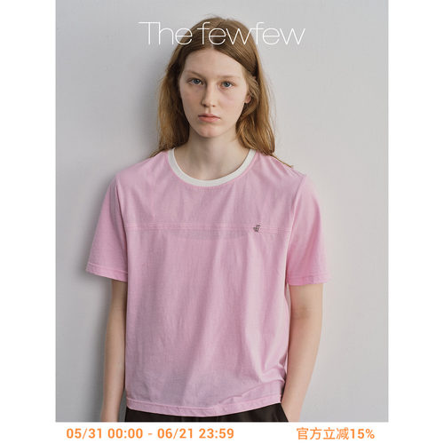 The fewfew 纯棉精梳棉清凉透气舒适百搭金属标短袖T恤上衣