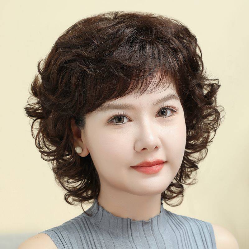 假发中老年女妈妈款自然女式高端全真发头套卷发短发女减龄方圆脸